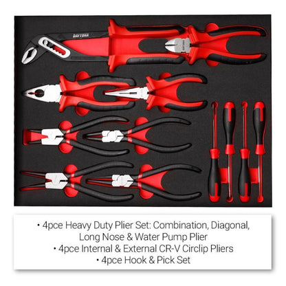 Daytona D655PS 655-Piece Machinery Tool Set with 43-Inch 12-Drawer Red Roller Cabinet