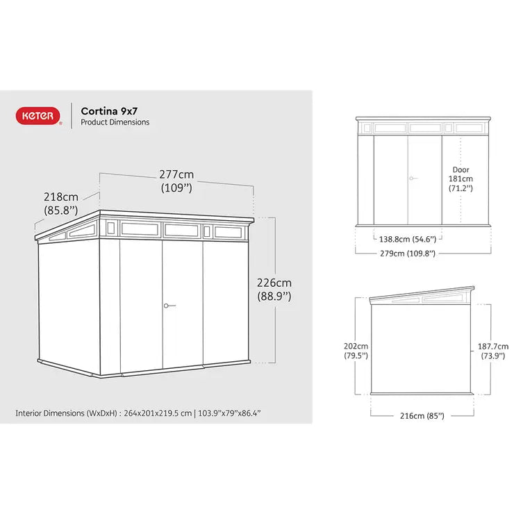 Keter Cortina 9ft 2" x 7ft (2.8 x 2.1m) Storage Shed