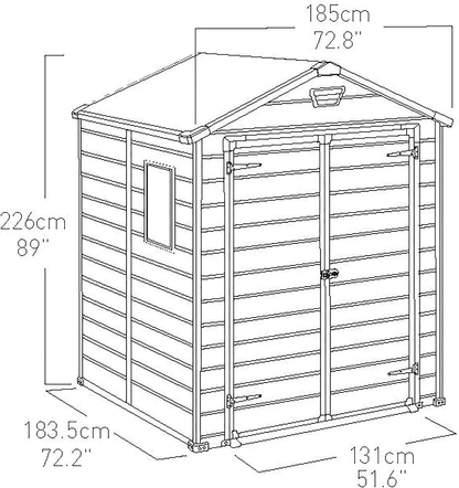 Keter Manor Outdoor Pent Single Door Garden Storage Shed 6 x 6ft Beige Brown Wood effect
