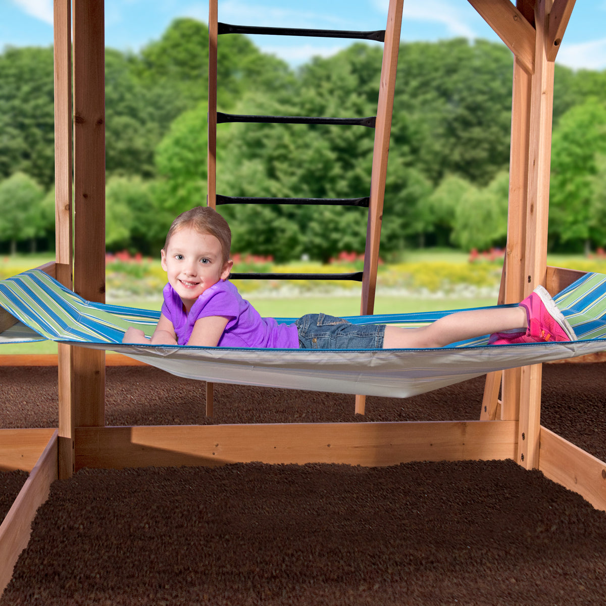 Caribbean Wooden Swing Set