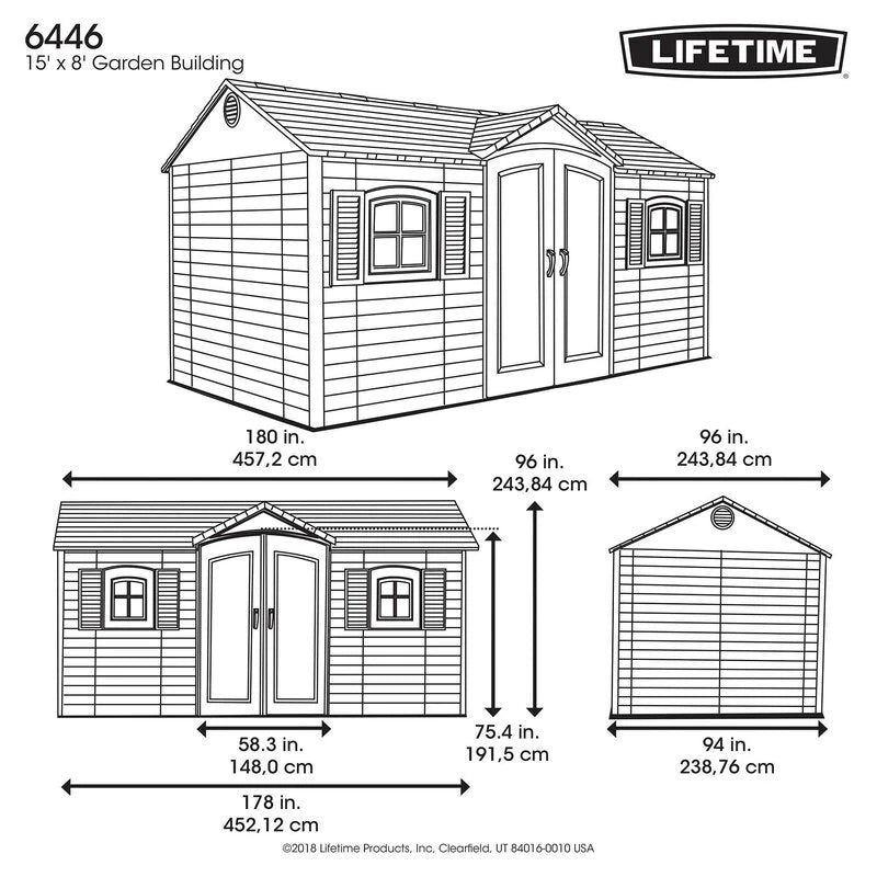 15' x 8' double door storage shed