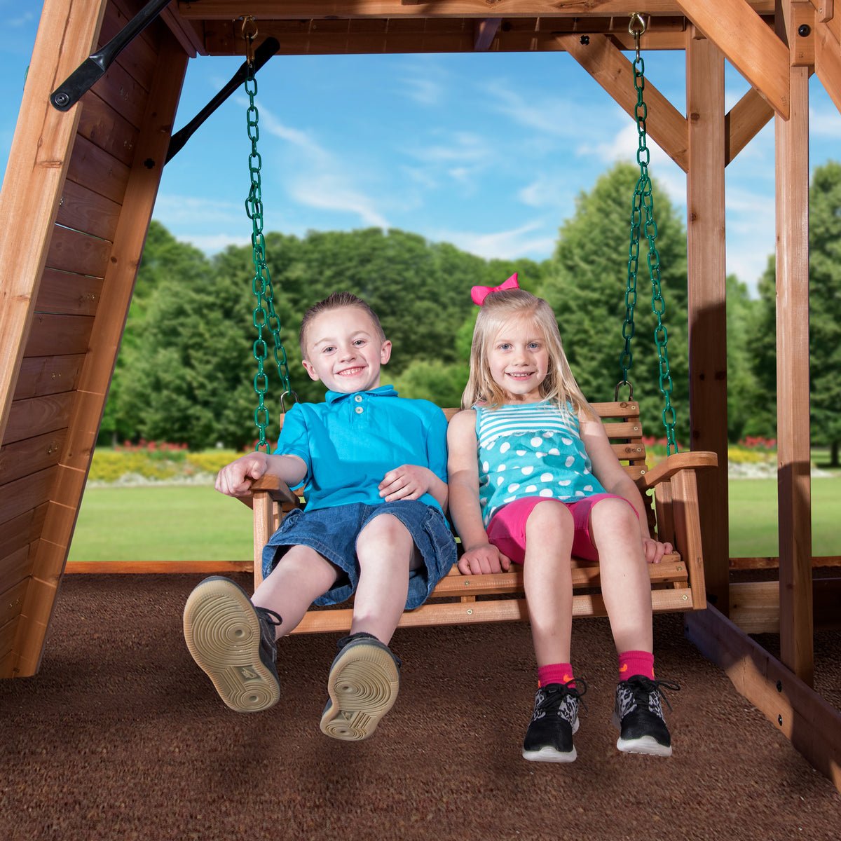 Caribbean Wooden Swing Set